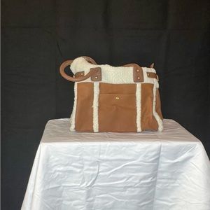 Cognac and cream suede fur bag